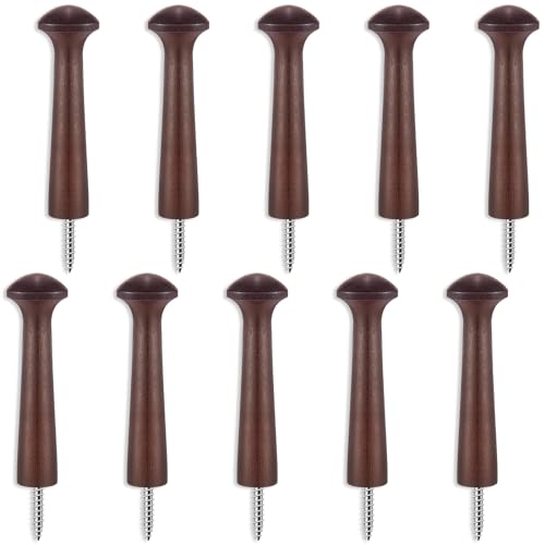 10 Pieces Wooden Shaker Peg Screw-on Pegs 3.62 Inch Long Unfinished Wood Shaker Racks for Hanging Clothes Hats Towel and More DIY Paint Color (Dark Brown)
