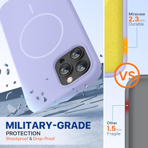 Image of Miracase Magnetic for iPhone 13 Pro Case, [Soft Anti-Scratch Microfiber Lining], Compatible with MagSafe, Liquid Silicone Shockproof Drop Protection Phone Case for 13 Pro, Light Purple