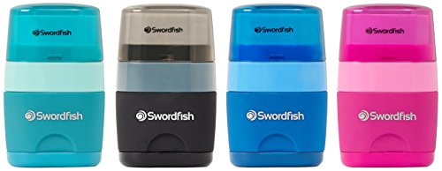 Swordfish ‘Twin Combo’ Double-Hole Pencil Sharpener and Eraser [Pack of 1] Assorted Colours [40296] - Image 2