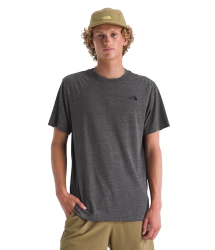 The North Face Mens Short Sleeve Tri-Blend Tee - Classic Logo Graphic Tee Soft Fabric Blend Regular Fit TNF Black White Heather Small