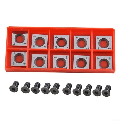 10 insertos de carburo para cabezal de corte en espiral, cuadrado de 14 x 14 x 2 mm con 4 bordes de corte, reemplazo de herramienta de carpintería de ángulo de 30°, para Grizzly T21348 y torno de