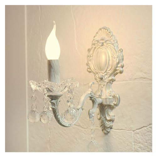 モダンLEDクリスタルシ のシャンデリア 創造的な人格のリビングルームランプシンプルな長いシャンデ 伝統的なクリスタルウォールライト 白仕上げキャンドルウォールランプ ファームハウスのリビングルームの階段のバスルームの洗面台のランプのための悩まされたシャビ