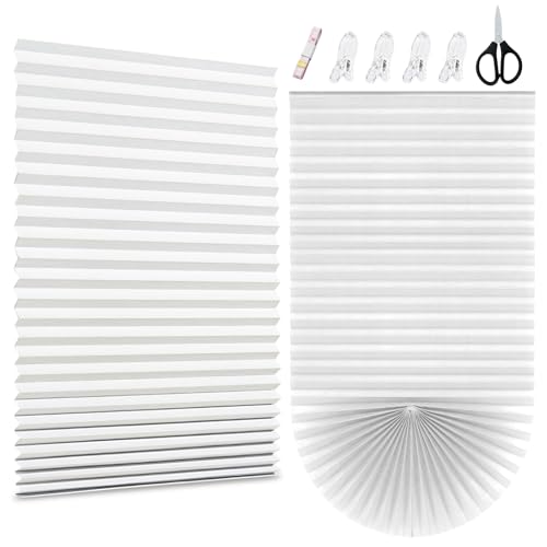 Image of KASURE 180 x 90cm No Drill Blinds for Windows, 2 Pack Temporary Blackout Blinds with Silver Coating for Shading and Protecting Privacy, for Bedroom, Kitchen, and Office(White)
