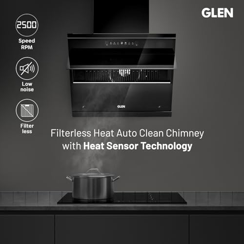 Glen Hood KOPPA HSR 75 Kitchen Chimney 60cm | 1600 m³/hr| BLDC Motor| Filterless Thermal Auto Clean | Slant Design | Heat Sensor|Touch & Gesture Control|1-Year Comprehensive Warranty & 7-Year on Motor view 2