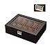 Produktbild 10 Slots Uhrenbox, Uhrenhalter mit Glasdeckel, Uhrengehäuse mit abnehmbarem Uhrenkissen, Samtfutter, Metallverschluss, Premium-Uhrenanzeige - Holzlagerung