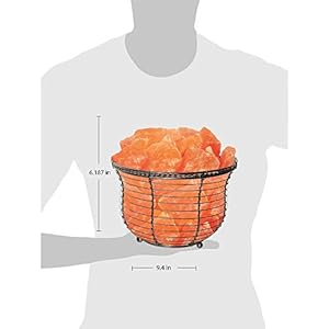 Naturalhimalayansalttallroundmetalbasketlampwithdimmerswitch810lbs Urban Country Home Decor Natural himalayan salt tall round metal basket lamp with dimmer switch 8 10 lbs urban country home decor