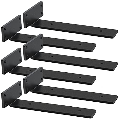 Shelf Brackets Heavy Duty Blind Shelf Brackets, 5Mm Thick Rustic Shelf Brackets For Custom Wood Shelves, 12 Inch Solid Steel Black Shelf Brackets With Hardware Needed (6Pcs) #TOP6