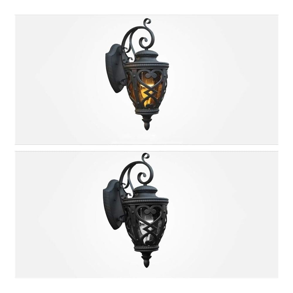 Zewnętrzna lampa ścienna z bursztynowym szkłem z nasion, wodoodporny kinkiet wiejski do ogrodu, werandy, patio, garażu - rustykalny design do oświetlenia zewnętrznego