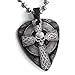 Skull Cross Guitar Picks Necklace - Stainless Steel -