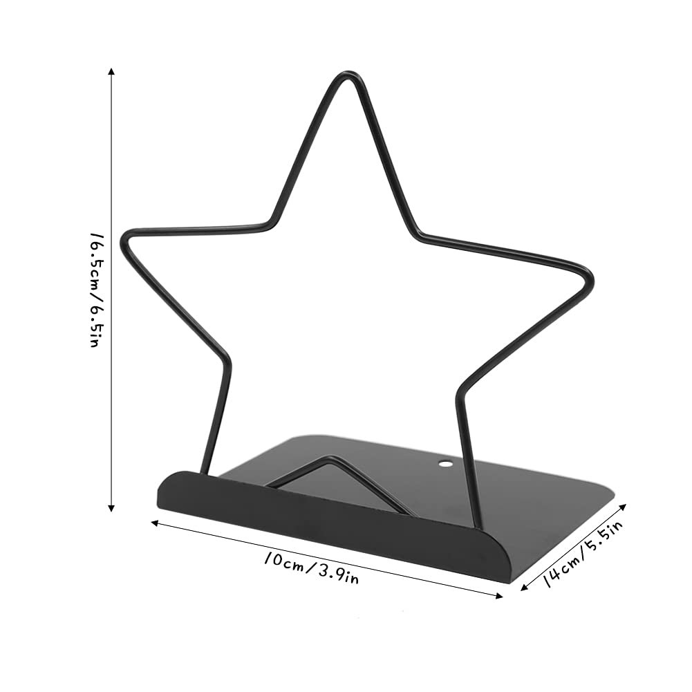 Buchstütze mit Stern, rutschfest, Metall, Buchstützen für Zuhause, Regale, Schule, Büro, Dekoration, Kinder, Studium, Geschenk (schwarz)