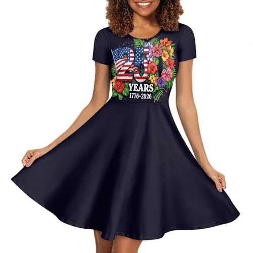 Image of AFPANQZ Womens Casual Summer Lightweight Vintage Dress Short Sleeve Midi Dress Knee-Long Luxury Formal Dress