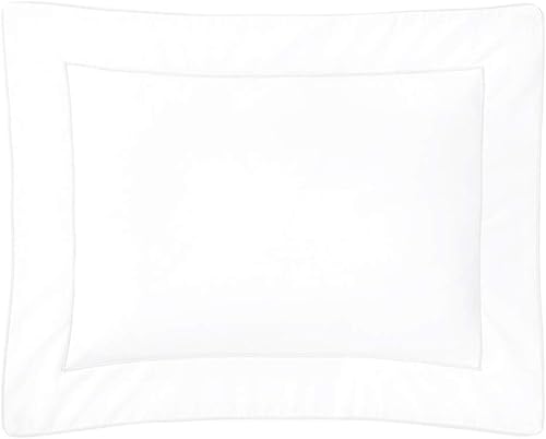 Yves Delorme Flandre Blanc - Funda de 12 x 17 pulgadas, 200 hilos, percal de algodón orgánico, ropa de cama de lujo de Francia