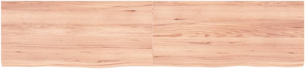 vidaXL - Light Brown Treated Solid Oak Wood Table Top, Versatile Use, Handcrafted with Live Edge, 70.9"x15.7"x(0.8"-1.6"), Ideal for Home or Commercial Setting'