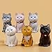 KARLOR Mini Katzen Figuren Deko, 6 Stück Sitzendes Kätzchen Set, Katze Kater Miniatur Katzen Statue Tierornamente Mikro Landschafts Auto Tisch Garten Aquarium Torte Dekoration (6 Sitting Cats)