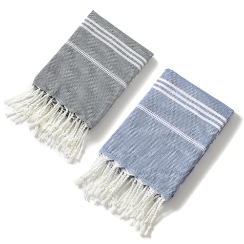 flintronic 2PCS Strandhandtuch, 180 x 80 cm Microfaser Handtücher, Badetuch groß, Sandfrei Badetuch, Saugfähig & Schnell Trocknende Strandtuch für Schwimmen Strand Reise Sauna, Königsblau + Grau