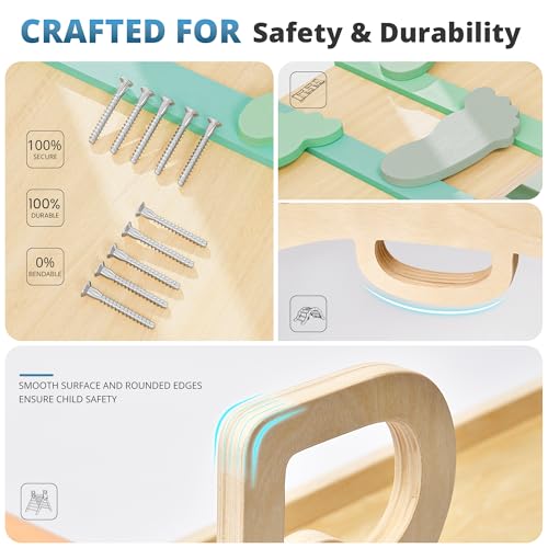 Image of BlueWood 10-in-1 Pikler Triangle Set, Toddler Climbing Toys Indoor, Montessori Climber, Baby Jungle Gyms with Arch, Extra Rope Ladder & Footprint Balance Beam - Emerald Forest