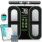 Digital Scales for Body Weight, 8-Electrode Smart Bathroom Weight Scale with BMI, BMR, Body Fat, Muscle Mass, Body Composition Analysis with VA Color Screen and Retractable Handle 400lbs