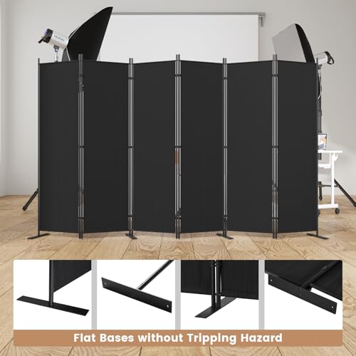 Image of C-Hopetree 6 Panels Room Divider, 6 Ft Tall Indoor Folding Privacy Screen, Portable Partition Separator, Freestanding Separation Temporary Wall for Office, Bedroom, 120 inch W X 71 inch H, Black
