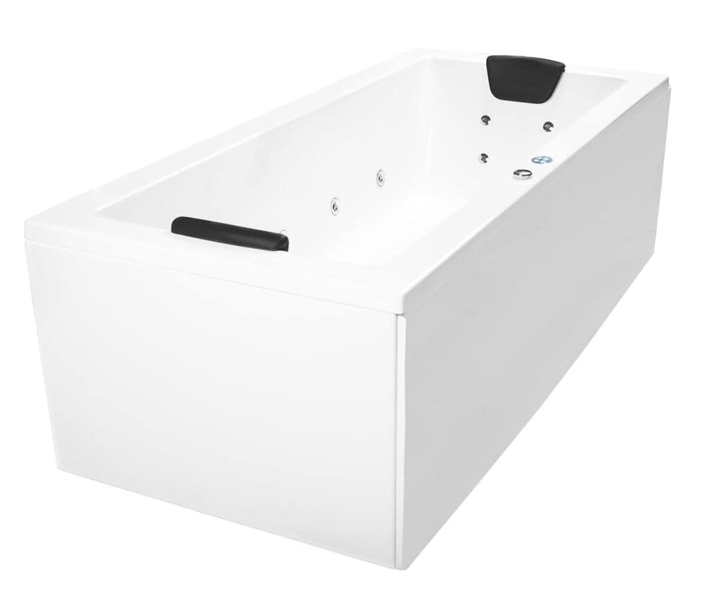 Whirlpool Badewanne Relax Profi – Made in Germany – Eckmontage (160x75 cm) – 22 Massage-Düsen, Heizung, Ozon-Desinfektion, Farblicht & Bluetooth-Radio – Ohne Armaturen