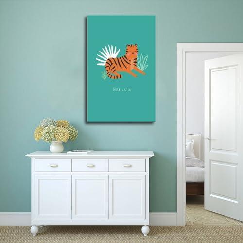 Leinwand-Poster, Motiv: Kleiner Tiger, Wildkind, Wandkunst, Dekor, Bild, Gemälde für Wohnzimmer, Schlafzimmer, Dekoration, 50 x 75 cm