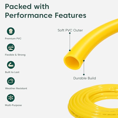 Image of Kyari Garden Hose Pipe Non-Braided 15 Meter 0.5 Inch Without Clamps - Heavy-Duty Flexible PVC Water Pipe for Home Garden, Plants, Car Wash, Cooler Filling, Balcony & Outdoor Use