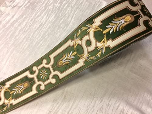 Green, Tan & Gold 4 Inch Woven Suede Embroidery Trim Tape/Drapery/Upholstery/Pillows/Curtains/Home Furnishing/Interior Deisgn H-17966 Interior Design