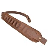 Leather Rifle Cartridge Sling with Heavy Stitching 9pcs Round Ammo Holder Belt Sling (Brown(12Gauge)