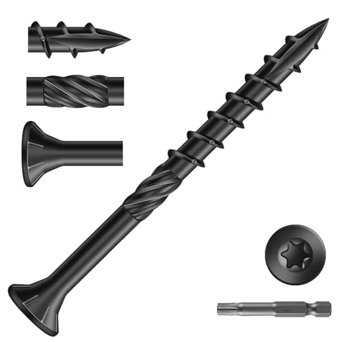 Image of #8 x 2 Inch Deck Screws (116Pcs) 1lb. Carbon Steel, Black, Flat Head, Rust Resistant epoxy Coated, with T25 Star Bit