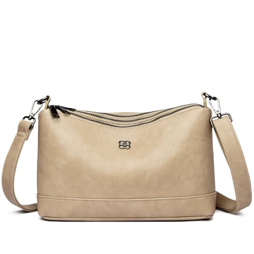 Image of Eslcorri Lightweight Nylon Crossbody Bag for Women, 3 Pocket Casual Shoulder Purse with Adjustable Strap for Travel Daily Use | Well-organized