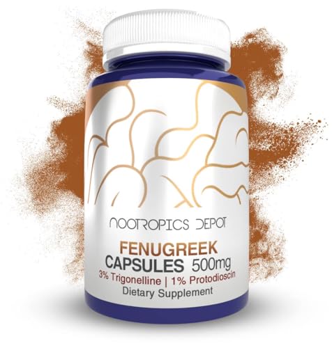 Nootropics Depot Fenugreek Extract Capsules | 500mg | 60 ct | 3% Trigonelline 1% Protodioscin | Trigonella foenum-graecum | Mood Fitness & Metabolic Function