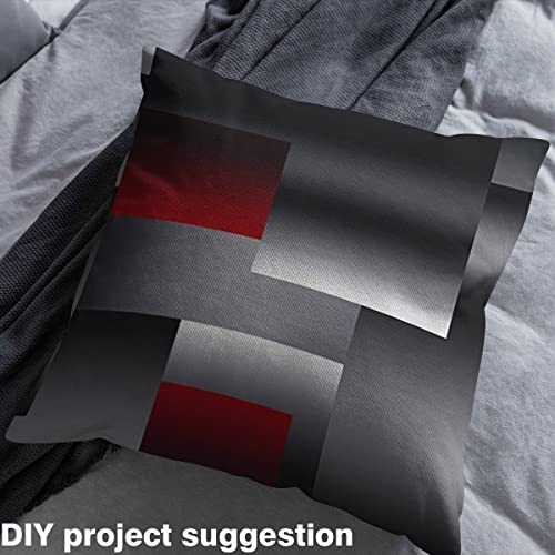 Red Gray Black Geometric Upholstery Fabric for Chairs Modern Abstract Outdoor Fabric by The Yard Square Rectangle Fabric for Upholstery and Home DIY Projects 5 Yards,(L460*W150cm) Red Gray - Image 2