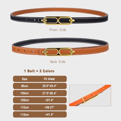 Women's Skinny Leather Belt, 0.55" Reversible Thin Fashion Designer Waist Belts for Jeans Pants Dresses2