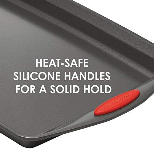 Rachael Ray Yum-o! Nonstick Bakeware 12-Cup Muffin & Cupcake Tin With Grips - Gray with Red Grips - Thumbnail 5