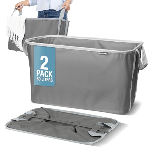 CleverMade Collapsible Laundry Basket 2 Pack – 60L...