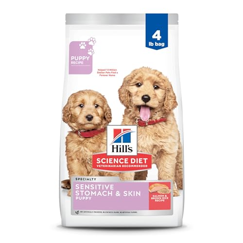 Hill’s Science Diet Sensitive Stomach & Skin, Puppy, Stomach & Skin Sensitivity Support, Dry Dog Food, Salmon & Brown Rice, 4 lb Bag