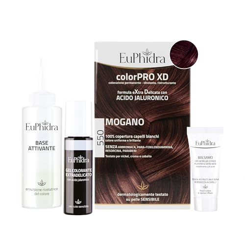 Euphidra - ColorPro XD 550, Mogano, Colorazione Permanente con Acido Ialuronico, Idrata in Profondità, Garantisce un Colore Brillante, Intenso e Duraturo