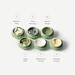 Cadence Travel Containers Basic Skincare Set - Magnetic Containers with Lids,Carry On Travel Essentials For Women/Men - 3 Small Capsules (0.56oz) - Cleanser, Moisturizer & Sun-Icon Labels - Evergreen - Image 3