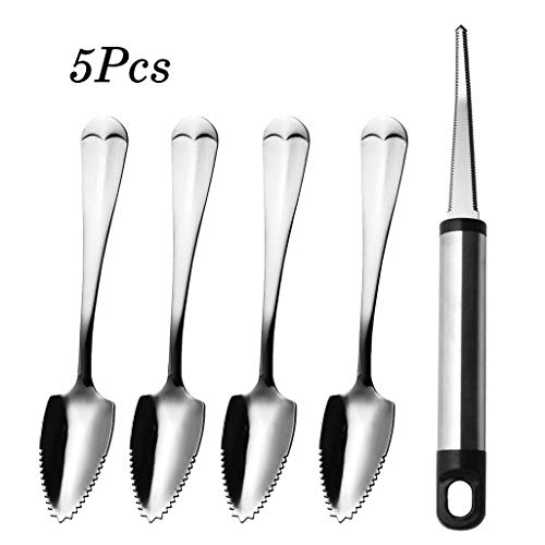 NAWOVAO Grapefruit Spoon and Knife Sets, Grapefruit Dessert Spoons Stainless Steel Half Serrated