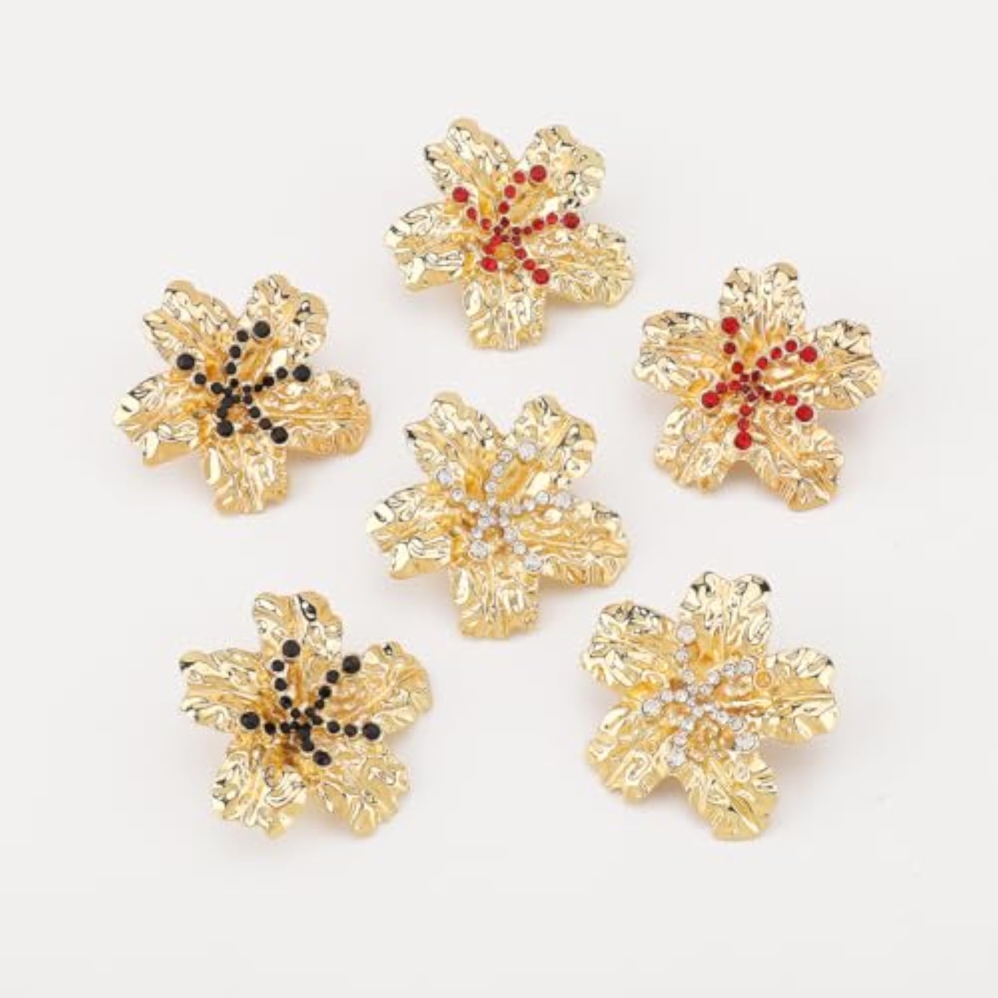 Women's Vintage Gold Flower Rhinestone Floral Stud Drop Earrings