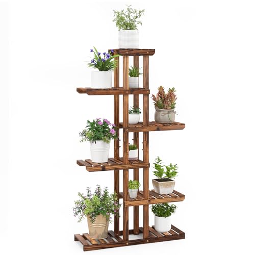 RELAX4LIFE Blumenständer Holz, Pflanzenständer 6 Ebenen, freisthendes...