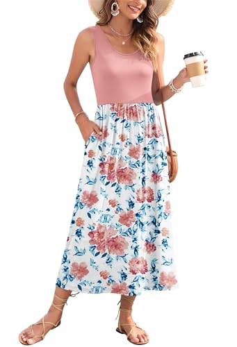 Image of WNEEDU Women's Summer Maxi Dress Casual Sleeveless Sundress
