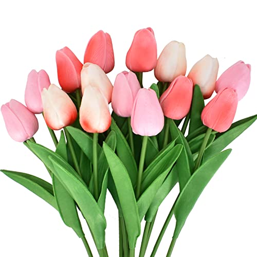 造花 チューリップ ピンク チューリップ 花束 造花 アートフラワー リアルタッチ チューリップ 花瓶 造花 チューリップ 装飾用 お祝いに 結婚式 誕生日 卒業式 母の日 リビング ベランダ 玄関 喫茶店 撮影