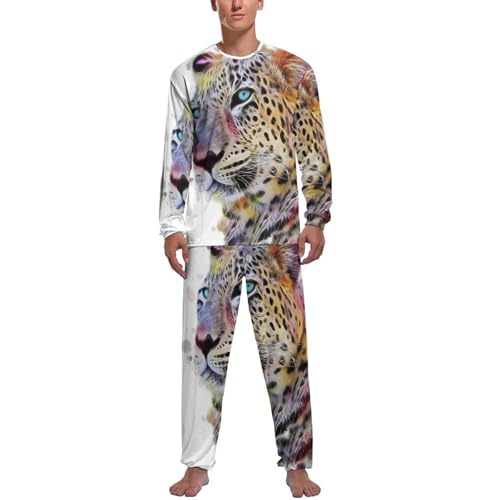Pyjama homme manche longue à motif léopard idéal pour vos moments de détente à la maison