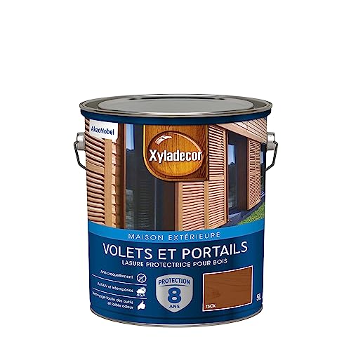 Xyladecor - Lasure Protectrice pour Bois Extérieur - Volets, Portails, Portes, Fenêtres - Couleur : Satin Teck - Quantité : 5L - 5324260