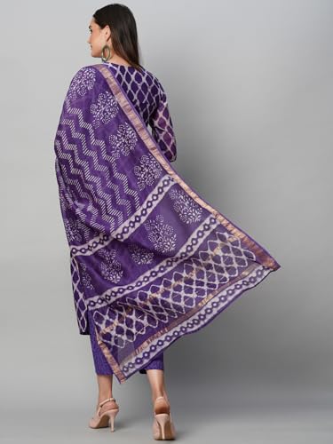 Image of ANNI DESIGNER Women's Cotton Blend Kurta with Pant & Dupatta