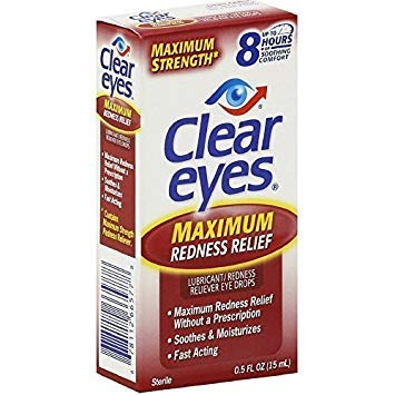 Clear Eyes Maximum Redness Relief Eye Drops Relieves Drying Burning Irritations 0 5 Ounce per Box 6 Boxes