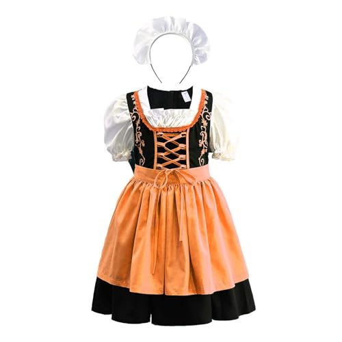 Traditional Oktoberfest Outfit Dress for Girls Kids Teens German Ethnic Dirndl Dress with Apron Halloween Outfits2
