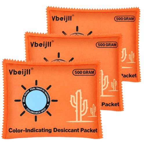 500 Gram (3 Pack) Color-Indicating Desiccant Packs for Storage