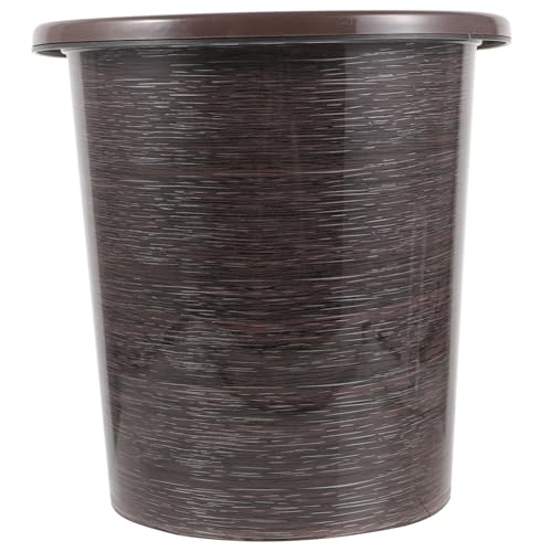 HOOTNEE Practical Wastebasket Plastic Waste Bin Office Home Use Imitation Wood Grain Design
