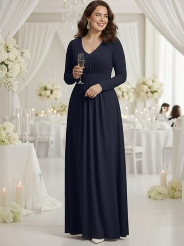 Image of KOH KOH Womens Long Sleeve Flowy Empire Waist Fall Pleated Maxi Dress
